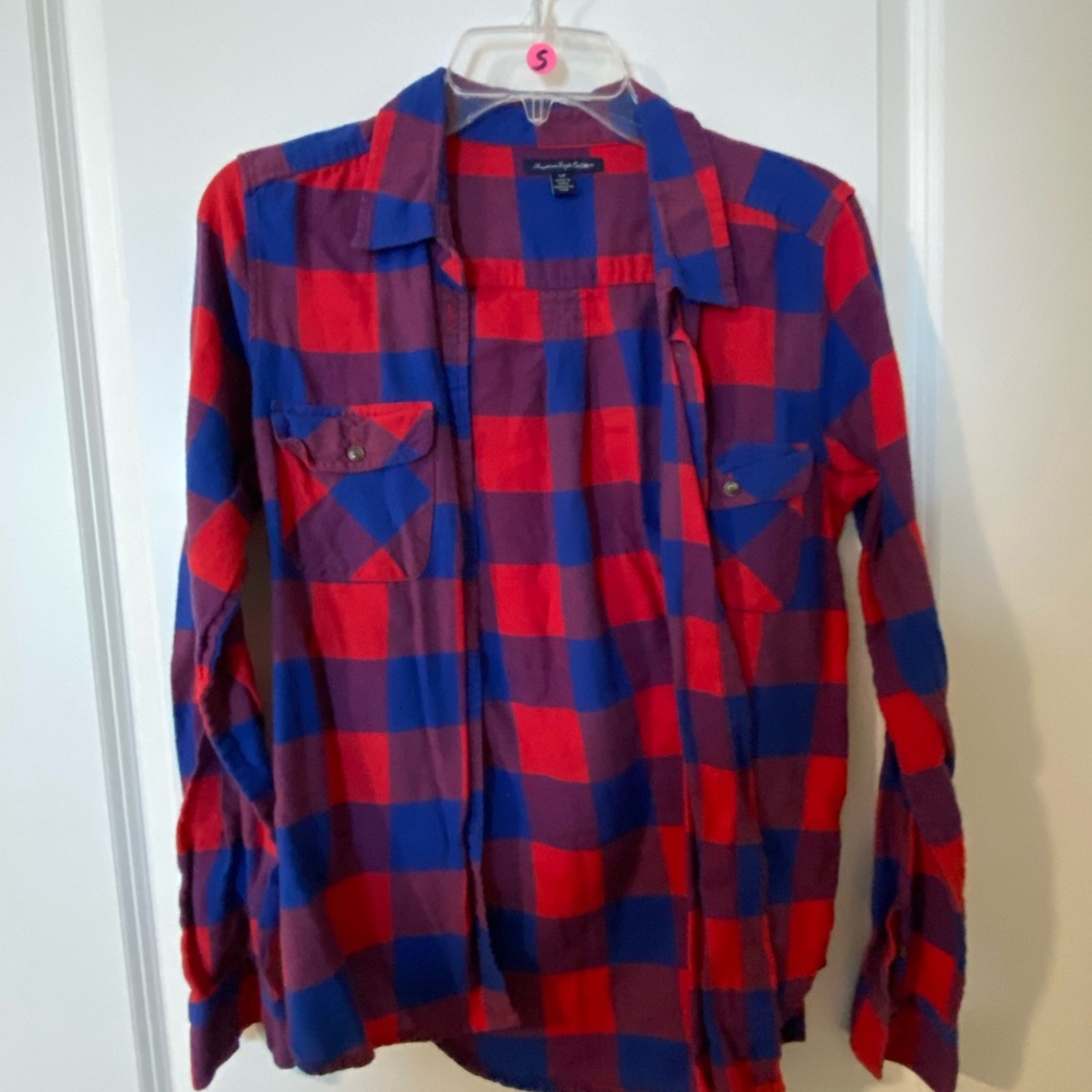 American Eagle Outfitters Red & Blue Plaid Shirt